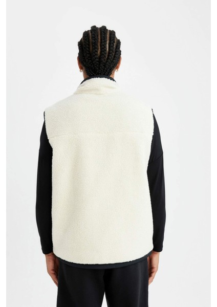 Fit Normal Kesim Dik Yaka Fermuarlı Cepli Pelüş Yelek C6045AX24AU