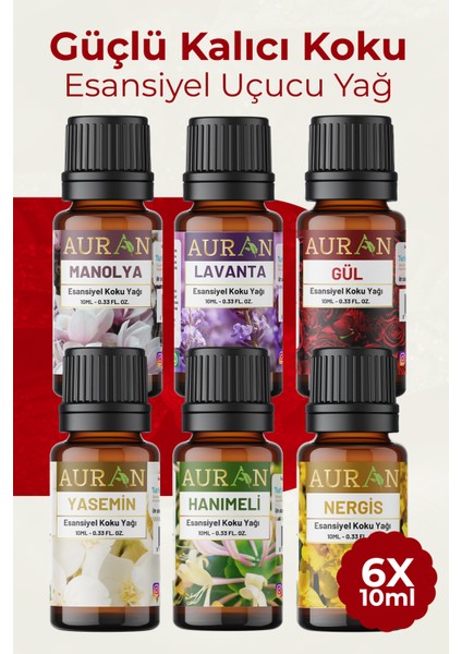 Çiçekler Seti Saf Esansiyel Uçucu Yağ Buhurdanlık Yağı Difüzör Esansı Aromaterapi Koku Yağı 6X 10ml