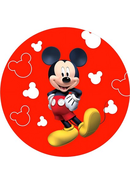 Yenilebilir Yuvarlak Pasta Resim Baskısı 20 cm Şekerli Kağıt Mickey Temalı 54