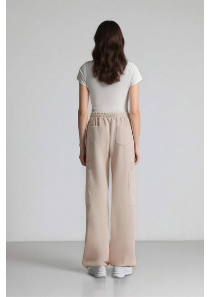 Coool Wide Leg Geniş Paça Keten Karışımlı Pantolon Kargo Cepli Yüksek Bel C0964AX24SM