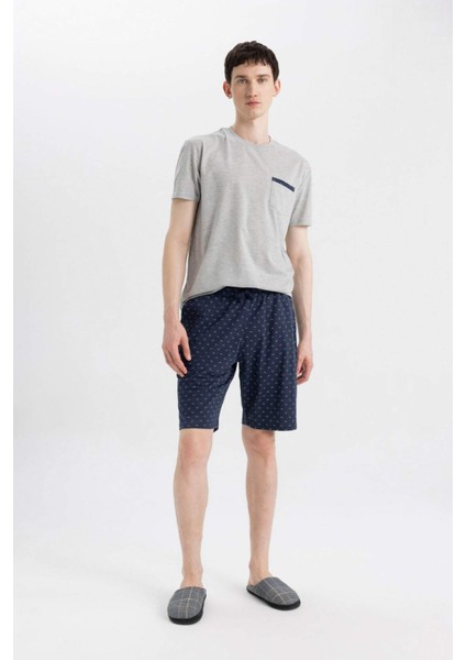 Regular Fit Pijama Takımı Bisiklet Yaka Kısa Kollu Üst Şort Alt C2869AX24SM