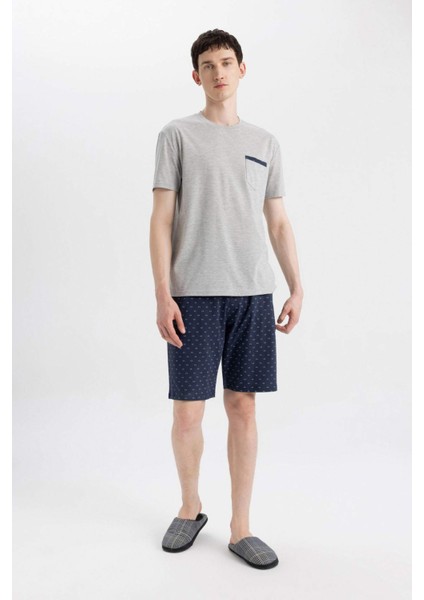 Regular Fit Pijama Takımı Bisiklet Yaka Kısa Kollu Üst Şort Alt C2869AX24SM