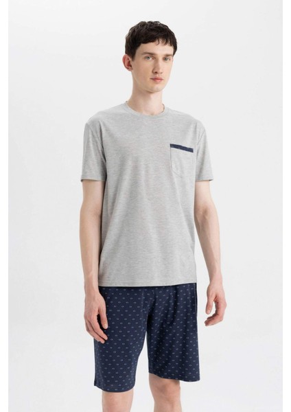 Regular Fit Pijama Takımı Bisiklet Yaka Kısa Kollu Üst Şort Alt C2869AX24SM