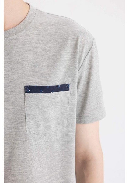 Regular Fit Pijama Takımı Bisiklet Yaka Kısa Kollu Üst Şort Alt C2869AX24SM