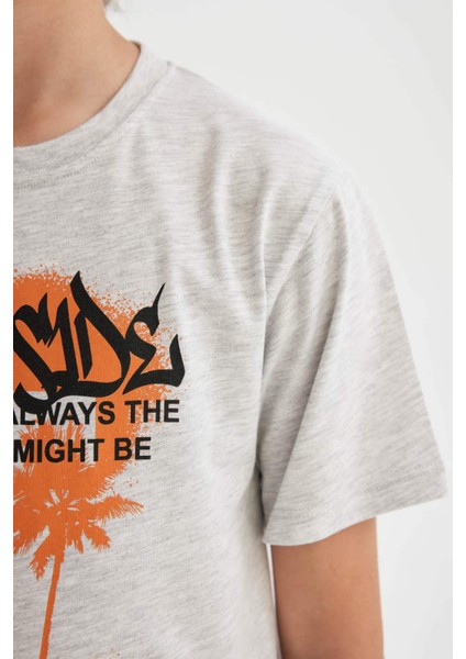 Erkek Çocuk Bisiklet Yaka Baskılı Kısa Kollu Tişört C4659A824SM