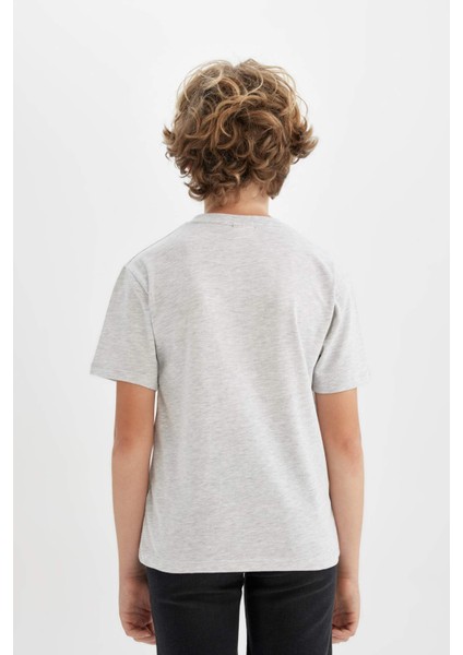 Erkek Çocuk Bisiklet Yaka Baskılı Kısa Kollu Tişört C4659A824SM