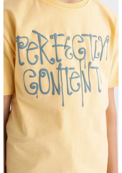 Erkek Çocuk Bisiklet Yaka Baskılı Kısa Kollu Tişört