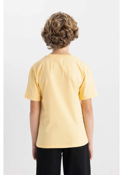 Erkek Çocuk Bisiklet Yaka Baskılı Kısa Kollu Tişört