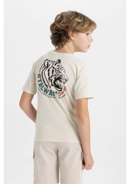 Erkek Çocuk Bisiklet Yaka Baskılı Kısa Kollu Tişört