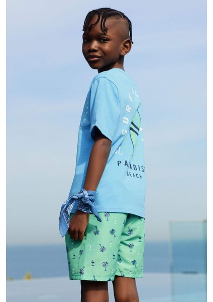 Erkek Çocuk Bisiklet Yaka Baskılı Kısa Kollu Tişört C4656A824HS