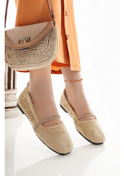 Kadın Babet Bej Hafif Rahat Şık Iş Ofis Günlük Ayakkabı fırsatları