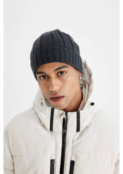 Erkek Fitilli Basic Düz Örme Bere C7139AX24WN