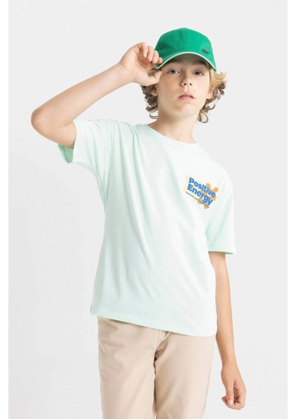 Erkek Çocuk Bisiklet Yaka Baskılı Kısa Kollu Tişört C4661A824HS