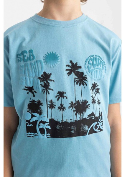 Erkek Çocuk Bisiklet Yaka Baskılı Kısa Kollu Tişört C4664A824HS