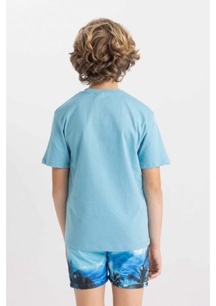 Erkek Çocuk Bisiklet Yaka Baskılı Kısa Kollu Tişört C4664A824HS