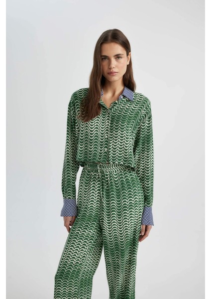 Crop Desenli Maroken Uzun Kollu Gömlek C6192AX24SM