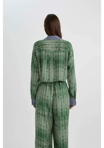 Crop Desenli Maroken Uzun Kollu Gömlek C6192AX24SM