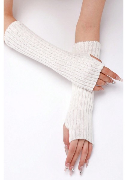 Ekru Triko Örgü El Isıtıcı Kolluk Parmaksız Eldiven modelleri