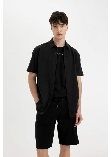 %100 Pamuk Regular Fit Düz Paça Gabardin Bermuda Şort C5397AX24SM