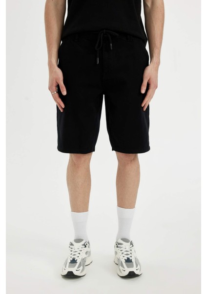 %100 Pamuk Regular Fit Düz Paça Gabardin Bermuda Şort C5397AX24SM