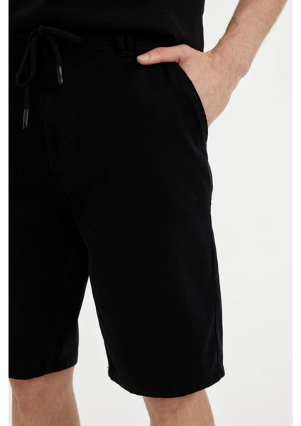 %100 Pamuk Regular Fit Düz Paça Gabardin Bermuda Şort C5397AX24SM