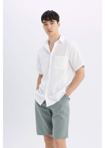 %100 Pamuk Regular Fit Düz Paça Gabardin Bermuda Şort C5397AX24SM