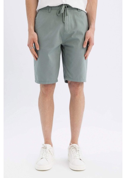 %100 Pamuk Regular Fit Düz Paça Gabardin Bermuda Şort C5397AX24SM