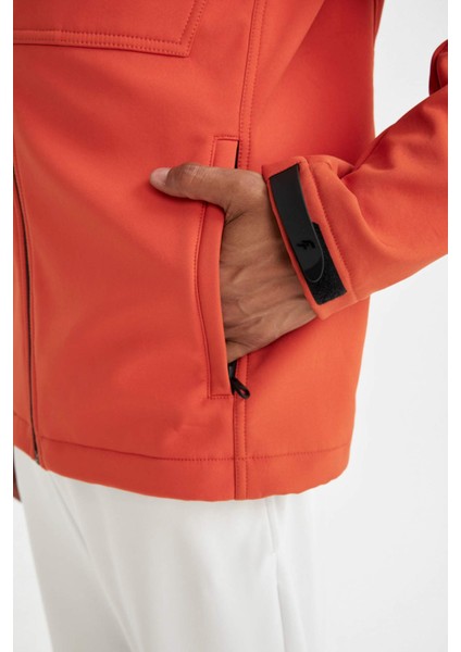 Fit Su İtici Softshell Polar Regular Fit Kapüşonlu Fermuarlı Mevsimlik Baharlık Yağmurluk A2122AX24AU