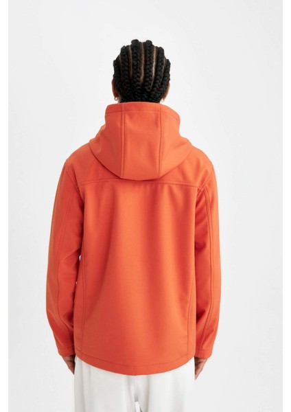 Fit Su İtici Softshell Polar Regular Fit Kapüşonlu Fermuarlı Mevsimlik Baharlık Yağmurluk A2122AX24AU