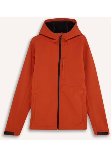 Fit Su İtici Softshell Polar Regular Fit Kapüşonlu Fermuarlı Mevsimlik Baharlık Yağmurluk A2122AX24AU