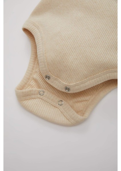 Erkek Bebek 3'lü Takım Fitilli Kaşkorse Çıtçıtlı Kısa Kollu Body Alt Fular