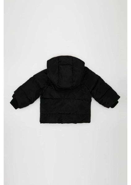 Kız Bebek Rüzgar Geçirmez Su İtici Ribana Kollu Düğmeli Kapüşonlu Suni Kürk Astarlı Çıtçıtlı Fermuarlı Şişme Mont C3502A524AU