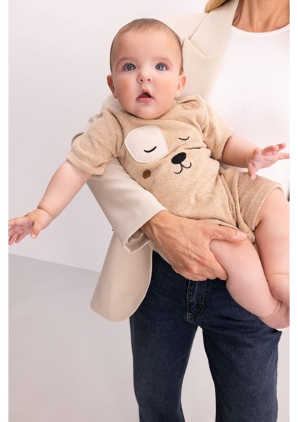 Erkek Bebek Yenidoğan Havlu Kumaş Kısa Kollu Tulum C5080A524SM