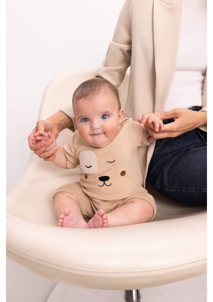 Erkek Bebek Yenidoğan Havlu Kumaş Kısa Kollu Tulum C5080A524SM