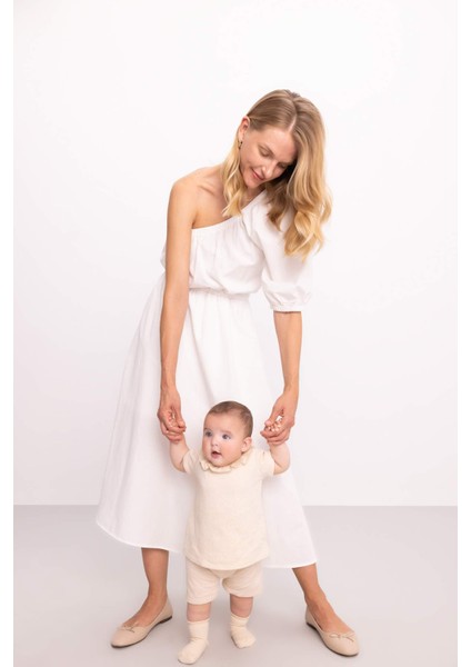 Kız Bebek 2'li Takım Kısa Kollu Fırfırlı Yaka Bluz Şort