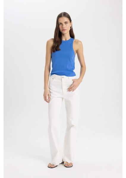 Slim Fit Dar Kesim Halter Yaka Fitilli Kaşkorse Atlet C4078AX24SP