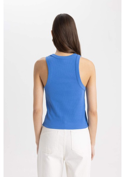 Slim Fit Dar Kesim Halter Yaka Fitilli Kaşkorse Atlet C4078AX24SP