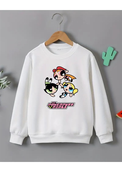 Kız Çocukları Için Powerpuff Girls Baskılı Uzun Kollu T-Shirt