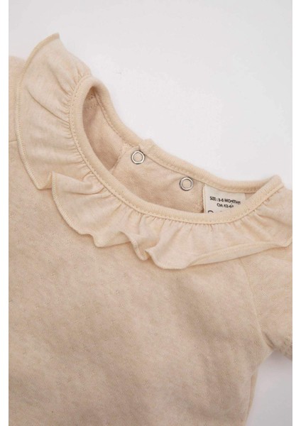 Kız Bebek 2'li Takım Kısa Kollu Fırfırlı Yaka Bluz Şort