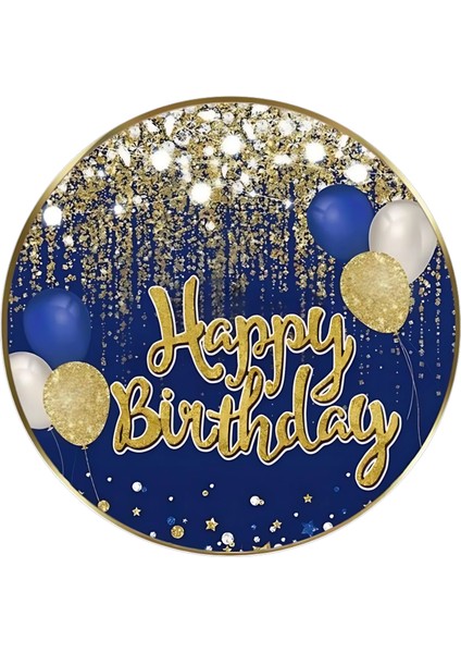 Yenilebilir Yuvarlak Pasta Resim Baskısı 20 cm Şekerli Kağıt Happy Birthday Temalı 73