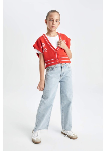 Kız Çocuk V Yaka Triko Yelek C6928A824AU