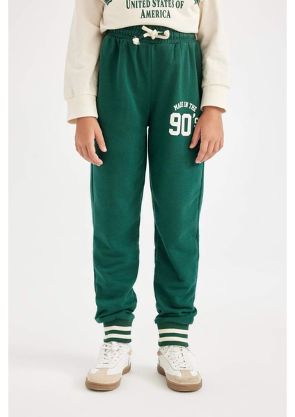 Kız Çocuk Baskılı Beli Paçası Lastikli Cepli Jogger Okul Eşofman Altı C7132A824AU