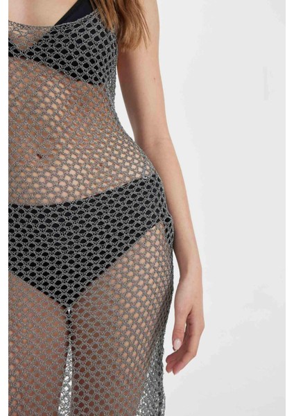 Regular Fit Kolsuz File Maxi Plaj Elbisesi-Fall in Love B6886AX24HS