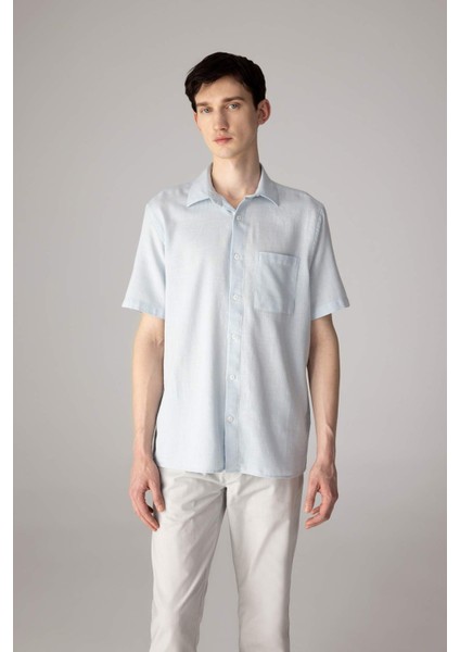 %100 Pamuk Regular Fit Yazlık Polo Yaka Kısa Kollu Gömlek C7633AX24SM