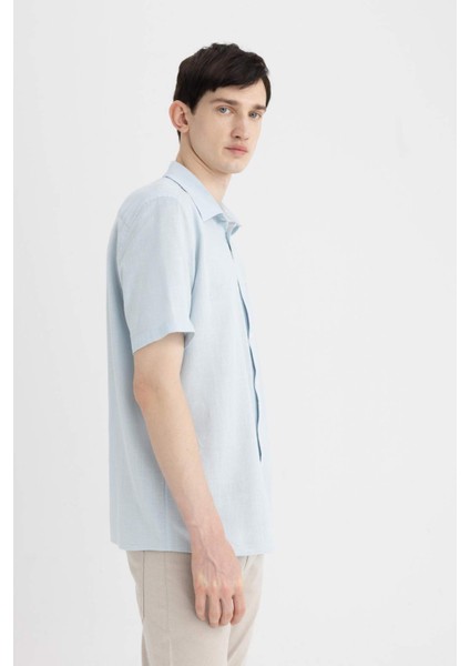 %100 Pamuk Regular Fit Yazlık Polo Yaka Kısa Kollu Gömlek C7633AX24SM
