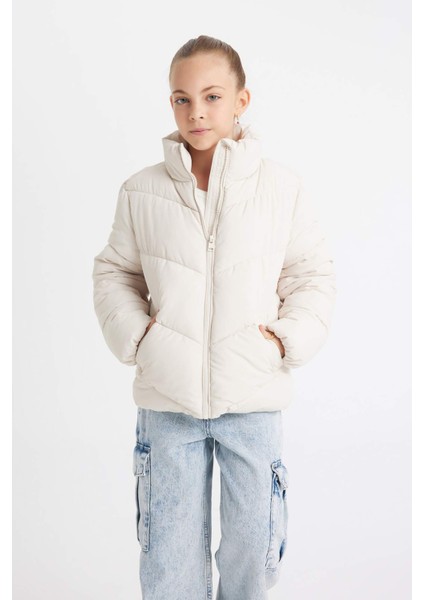 Kız Çocuk Su İtici Polar Astarlı Şişme Mont C5391A824AU