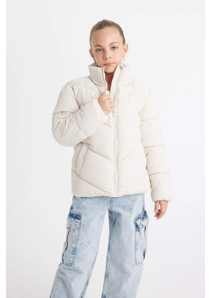 Kız Çocuk Su İtici Polar Astarlı Şişme Mont C5391A824AU