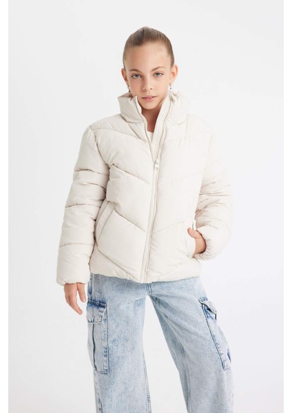 Kız Çocuk Su İtici Polar Astarlı Şişme Mont C5391A824AU