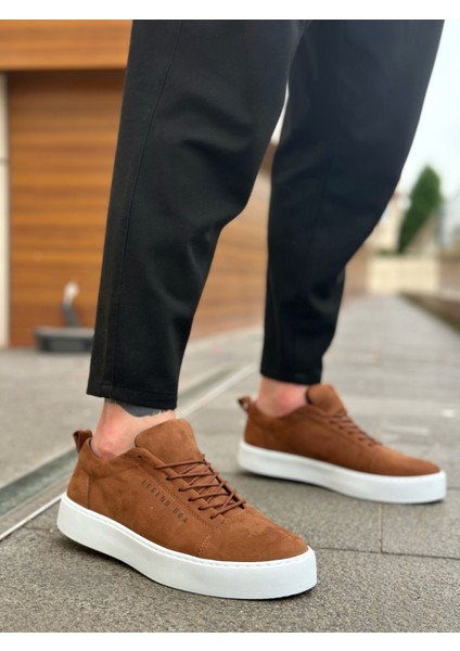 ET0104 Bağcıklı Taba Süet Beyaz Taban Spor Klasik Erkek Ayakkabı