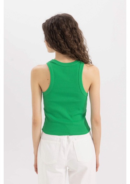 Slim Fit Dar Kesim Halter Yaka Fitilli Kaşkorse Atlet C4078AX24SP